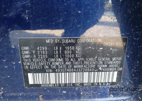 2018 Subaru Impreza 2.0I Premium z USA, uszkodzony, nr VIN 4S3GTAB64J3728840